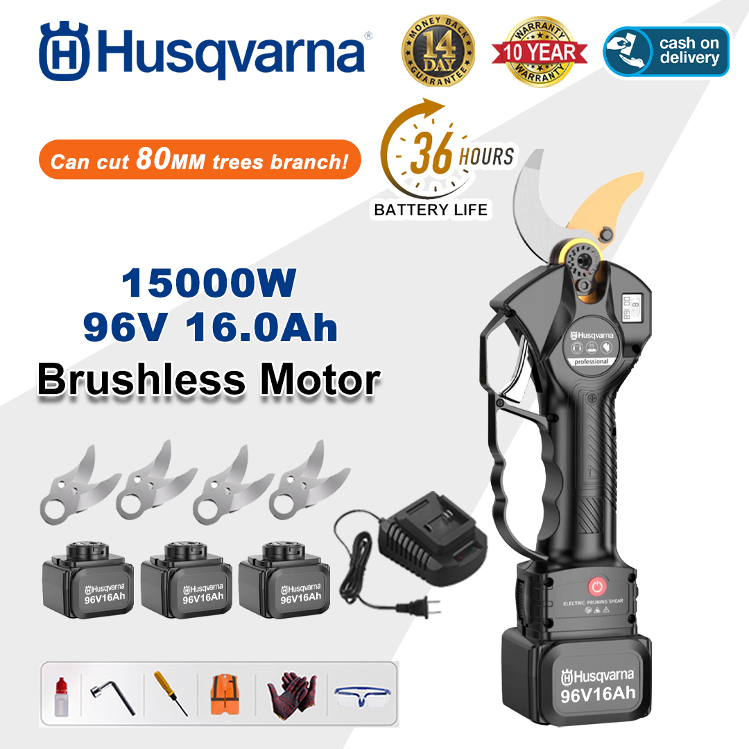 15000W brushless lithium battery pruning shears + 96V16Ah battery * 3 + SK9 alloy blade * 4 + charger + LED power display + tool box + lubricating oil + safety glasses + 10-year warranty